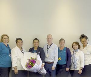 Faith’s pictured third from the left with a few of her community manager colleagues and community services operations manager Roland Phillips.