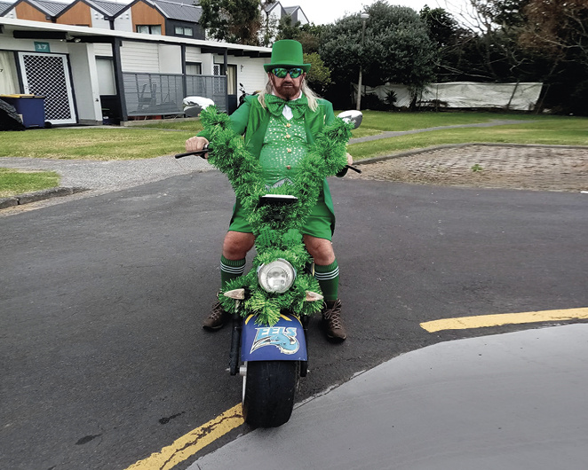 At Kaumatua Village in Te Atatu, Paul Watts also got into the spirit with his special emerald outfit which he wore for the festive St Patrick’s Day parade down Queen Street.